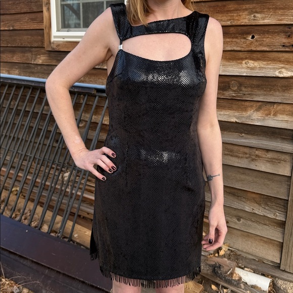 Janine Dresses & Skirts - JANINE party vintage Elegant Black Sleeveless Dress asymmetrical mini beaded